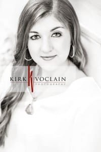 White background senior girl by Kirk Voclain Houma Photographer