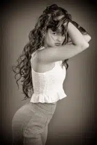 High School Senior Girl in Black and White