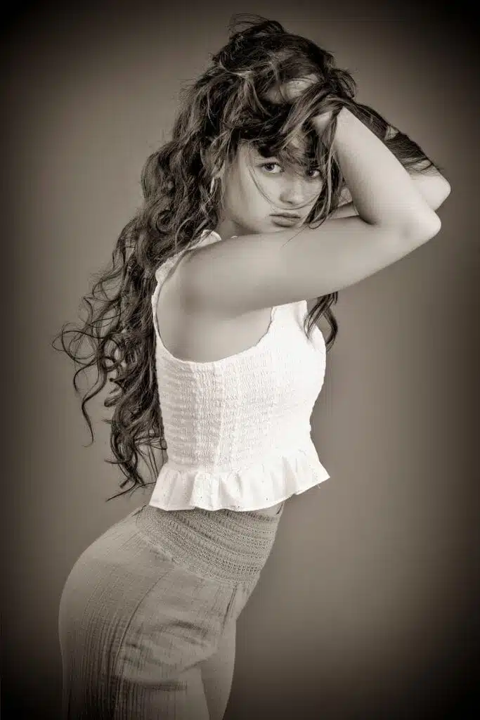 High School Senior Girl in Black and White Kirk Voclain Photography Houma