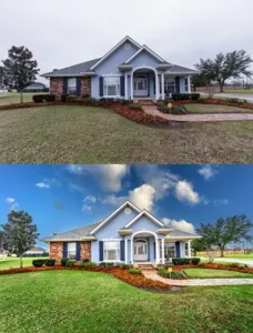 Before and After image of real estate photography Kirk Voclain Photography Houma