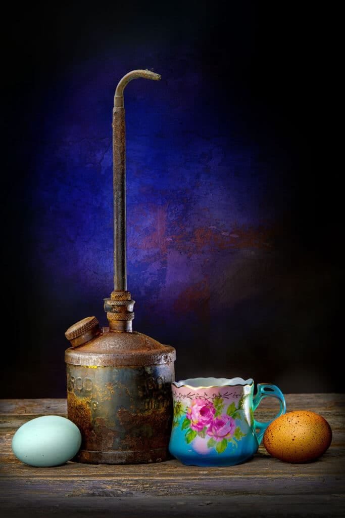 Food Photography of Egg, Oil, and Coffee Cup by Kirk Voclain Photography Houma Louisiana