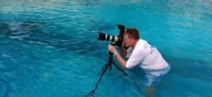 Kirk Voclain Photographing in the Pool.